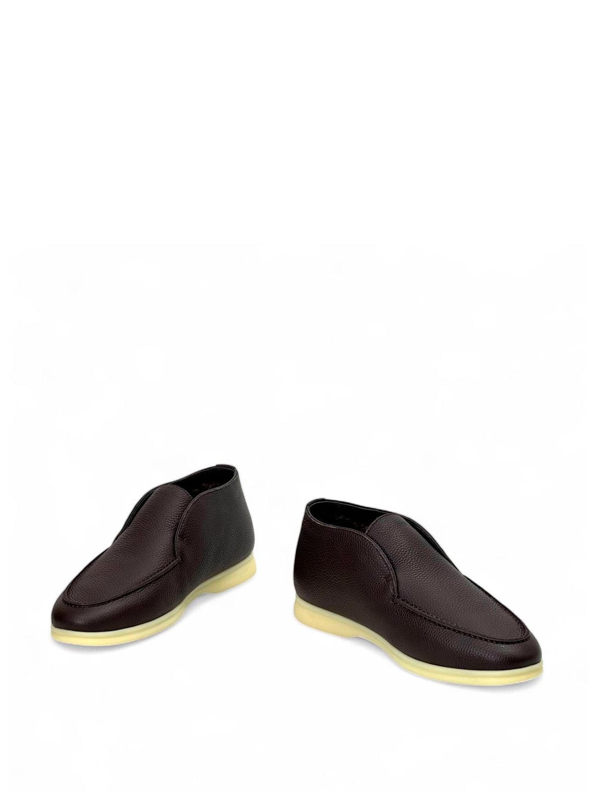 Loro Piana Лоферы высокие из кожи на меху Коричневый