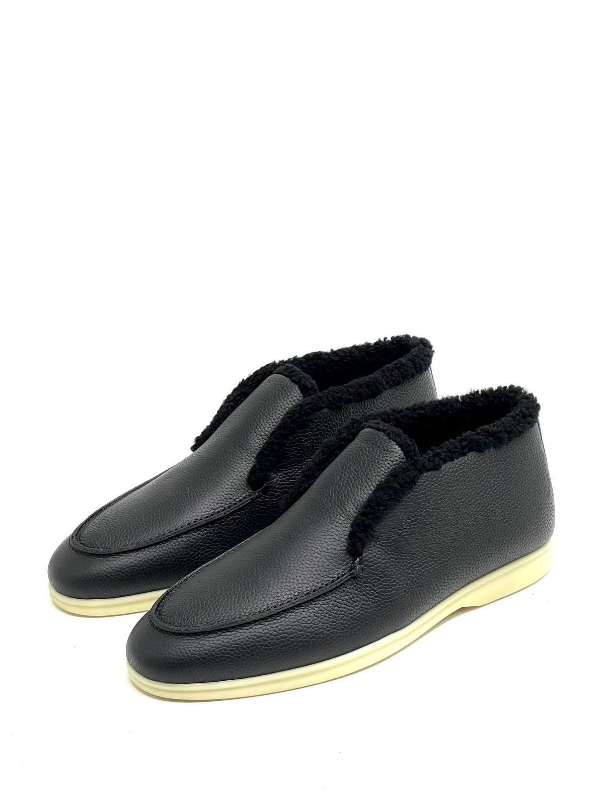 Loro Piana Лоферы высокие из кожи Черный