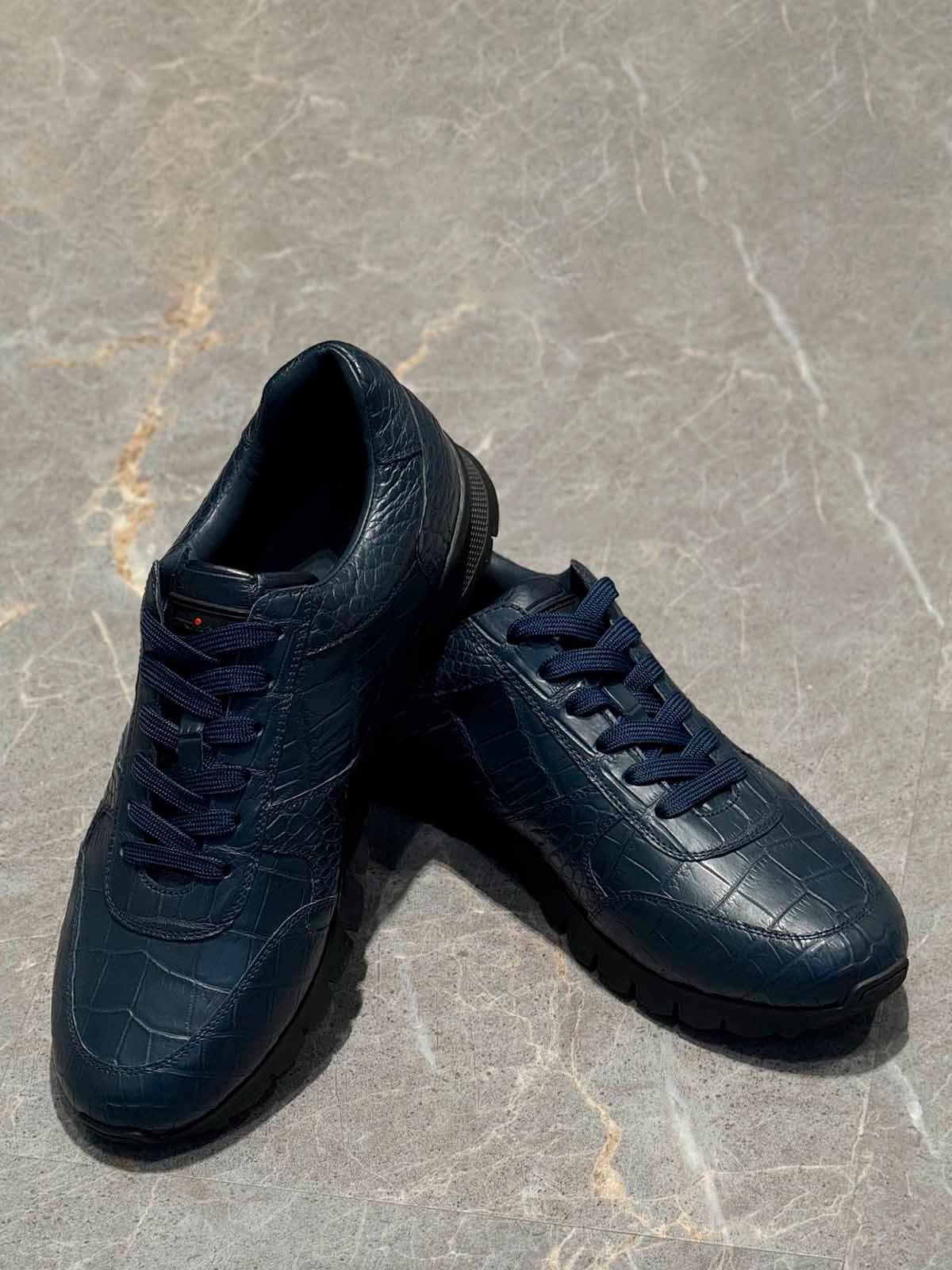 Kiton Кроссовки из кожи крокодила Синий