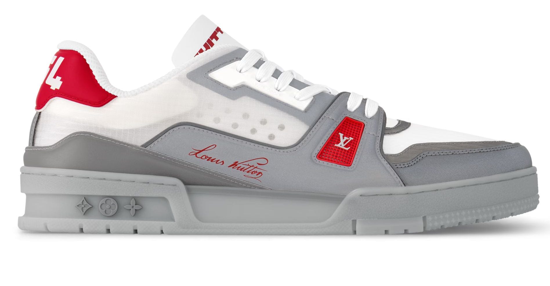 Louis Vuitton Trainer Low Grey Red