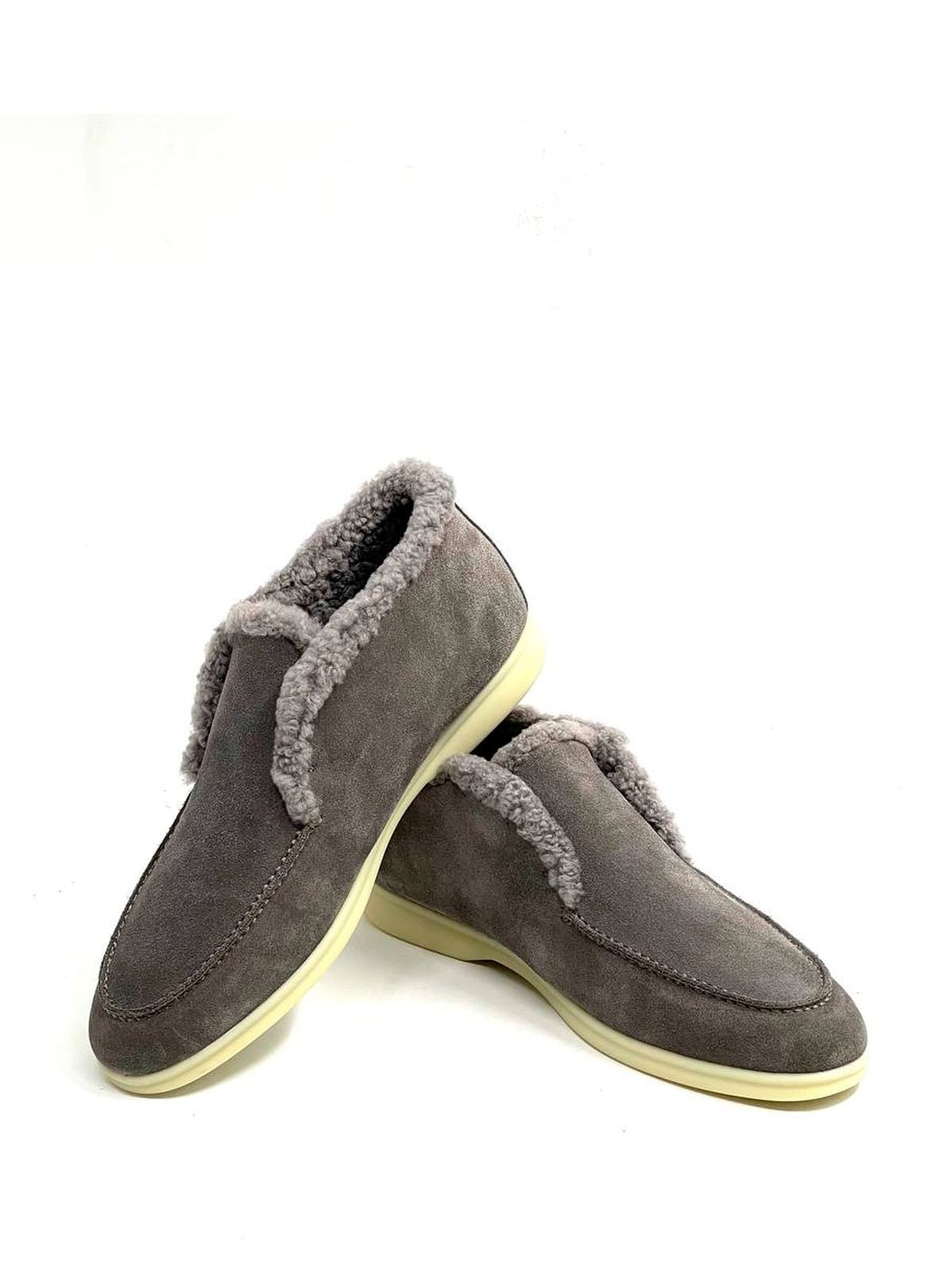 Loro Piana Лоферы высокие из замши Серый