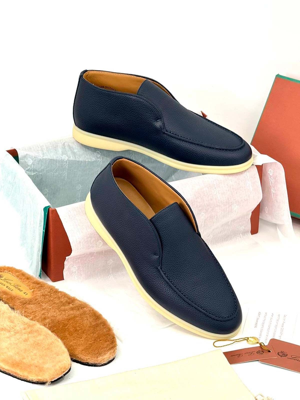 Loro Piana Лоферы высокие из кожи Синий