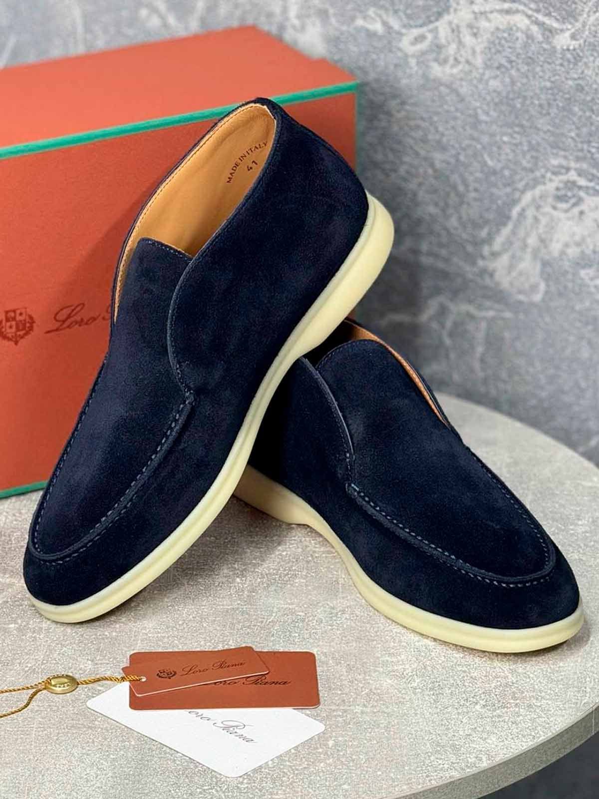 Loro Piana Лоферы высокие из замши Синий