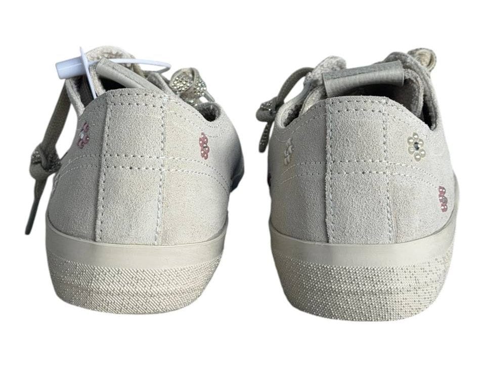 Golden Goose V-Star in Beige Suede with Silver Star