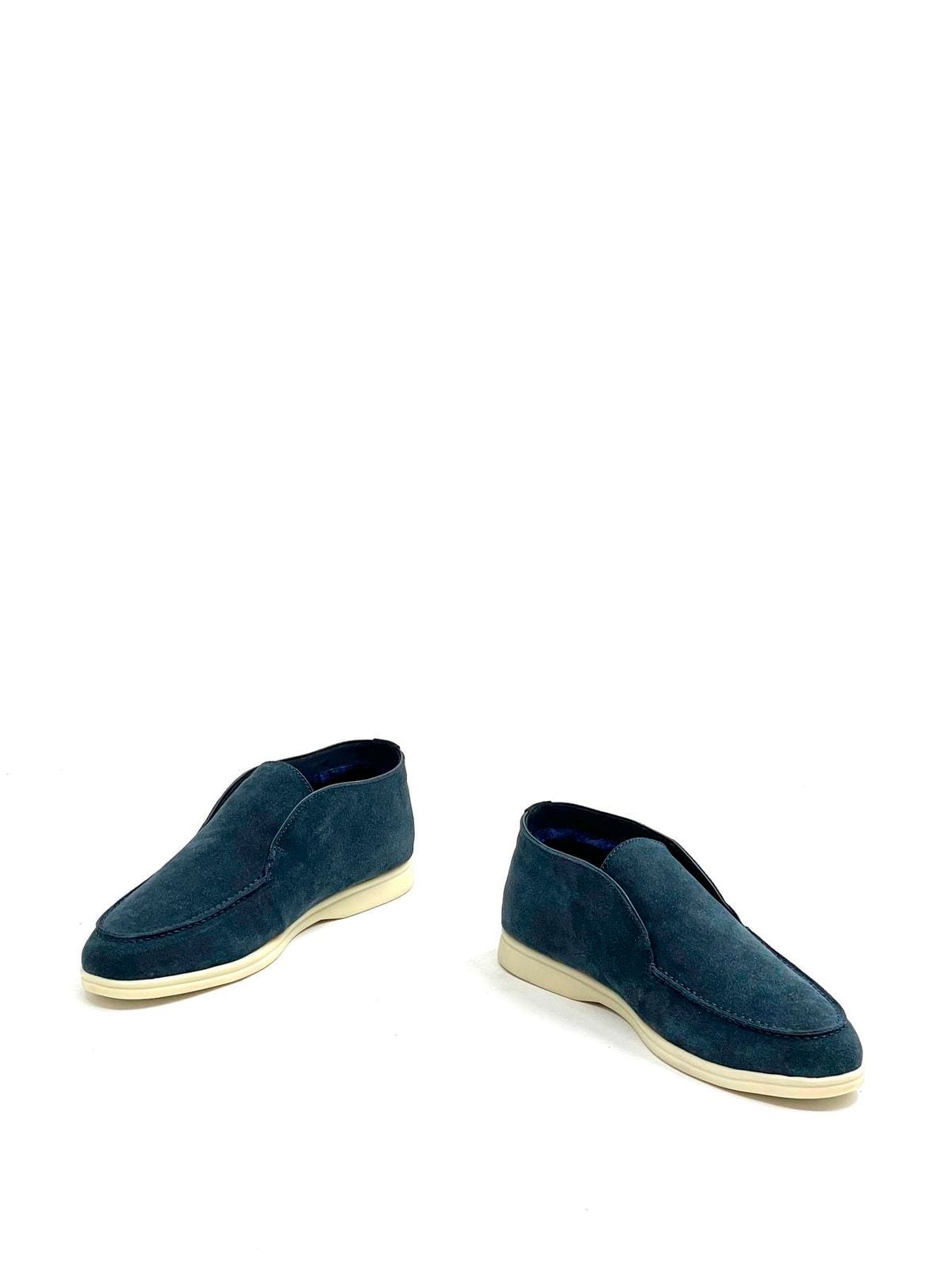 Loro Piana Лоферы высокие из замши на меху Синий