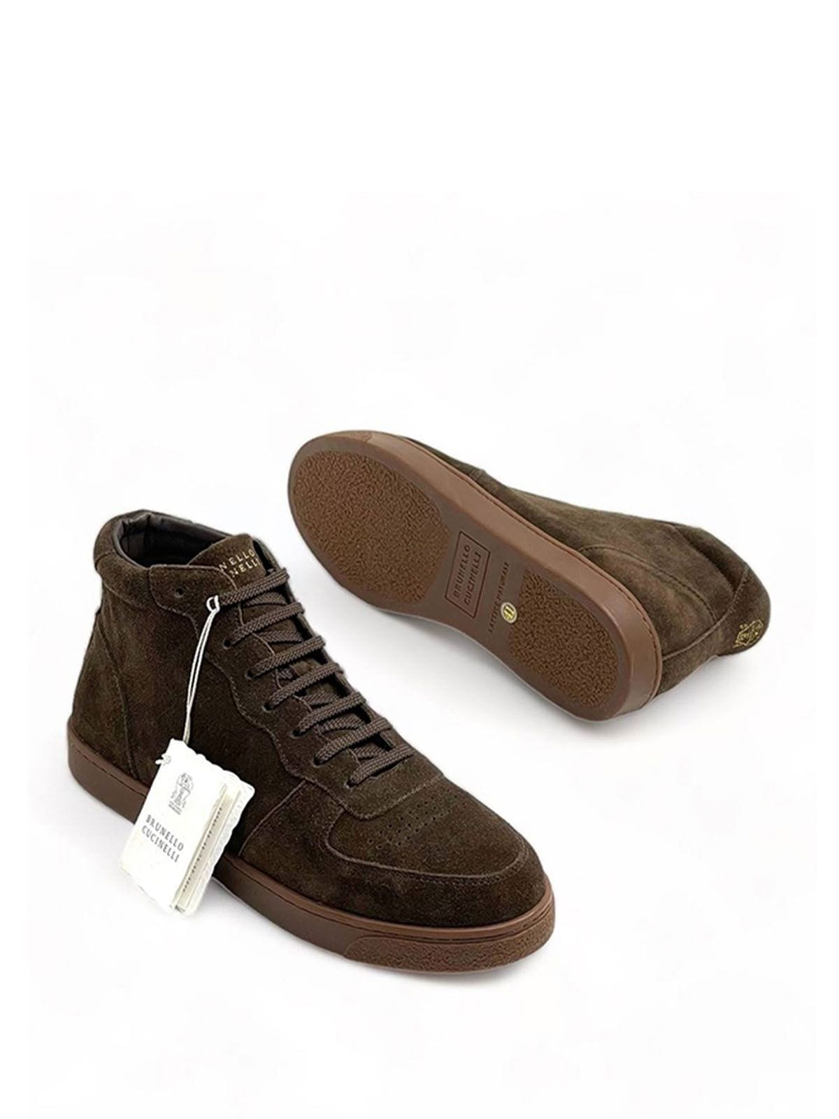 Brunello Cucinelli Кеды высокие из замши Коричневый