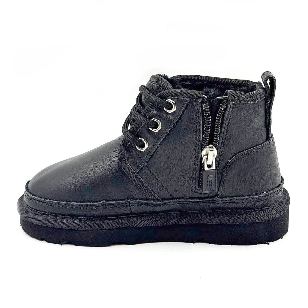 Kids Neumel Zip Leather Black