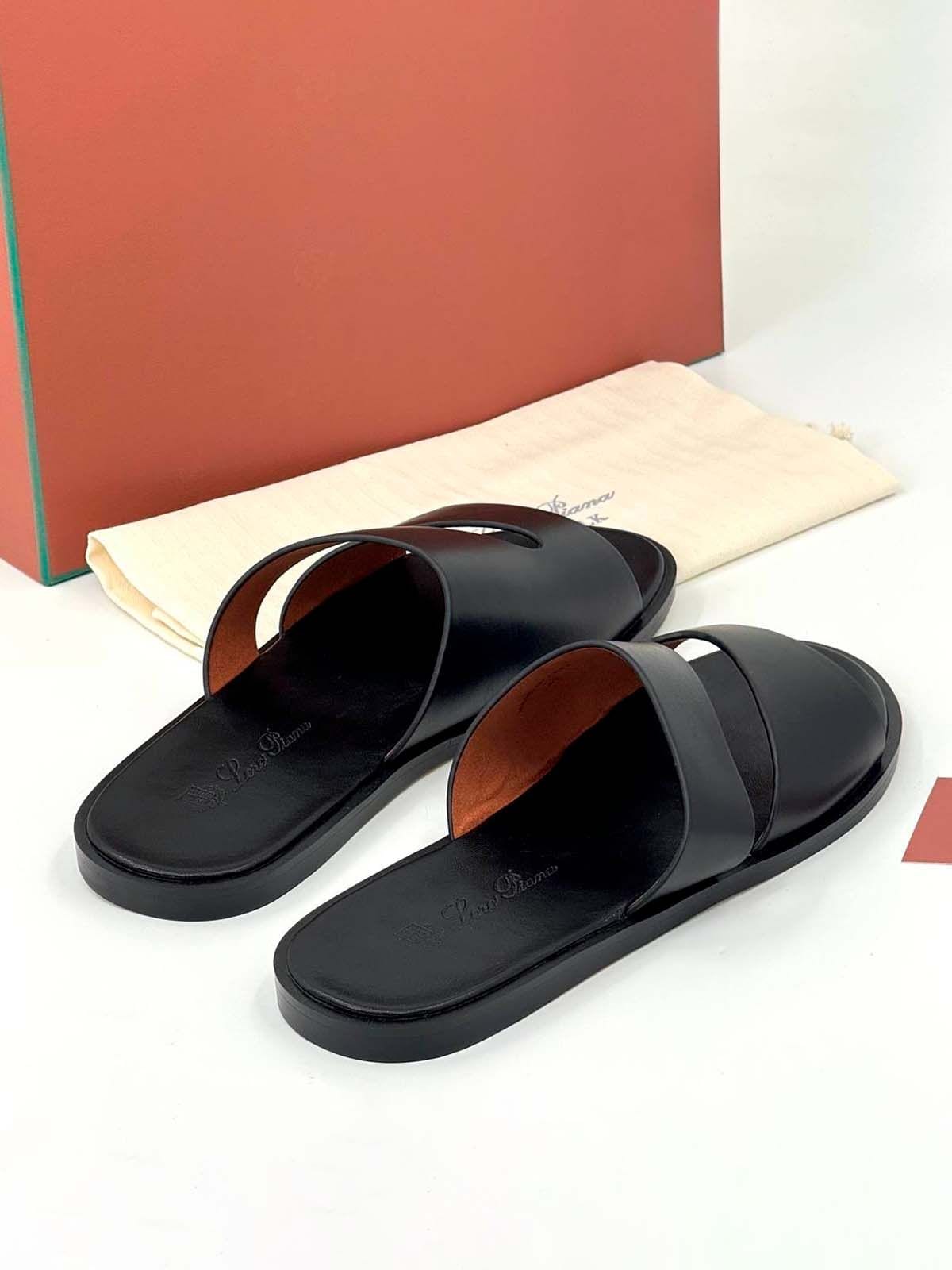 Loro Piana Шлепанцы из кожи Черный