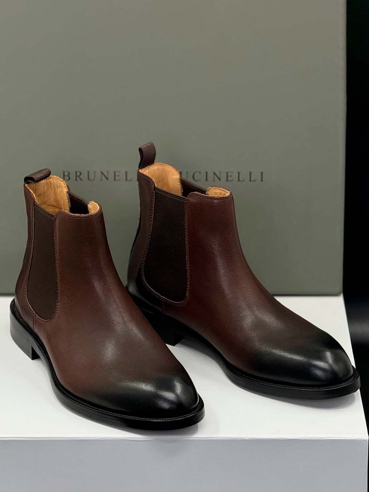 Brunello Cucinelli Челси из кожи Коричневый