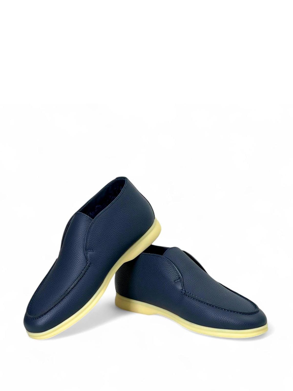 Loro Piana Лоферы высокие из кожи на меху Синий