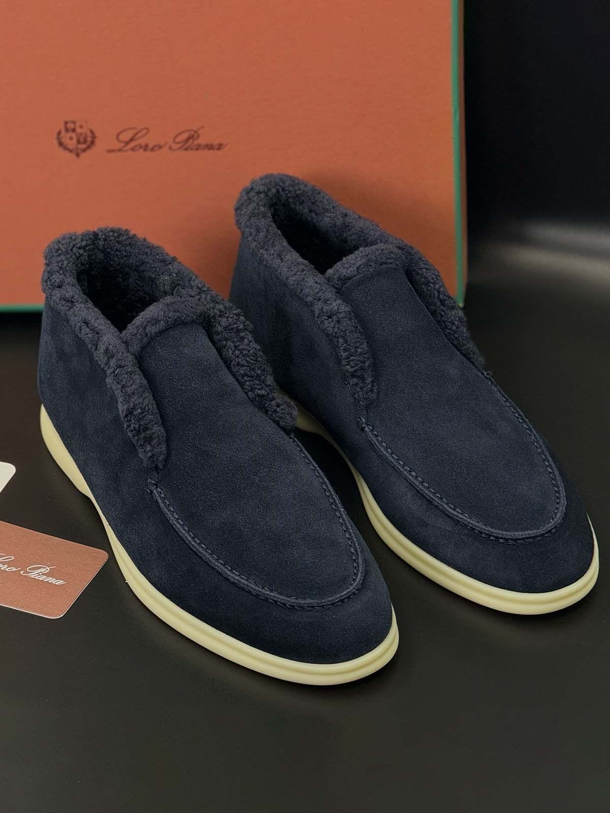 Loro Piana Лоферы высокие из замши Синий