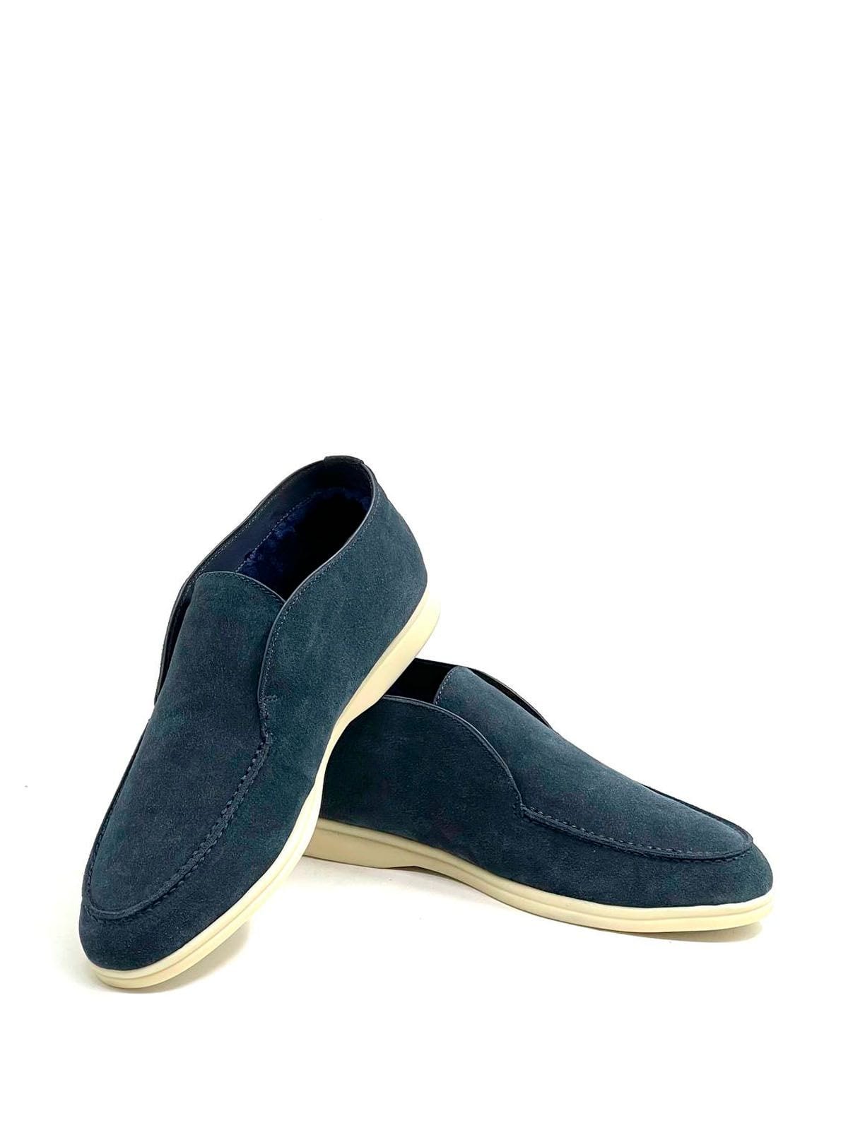 Loro Piana Лоферы высокие из замши на меху Синий