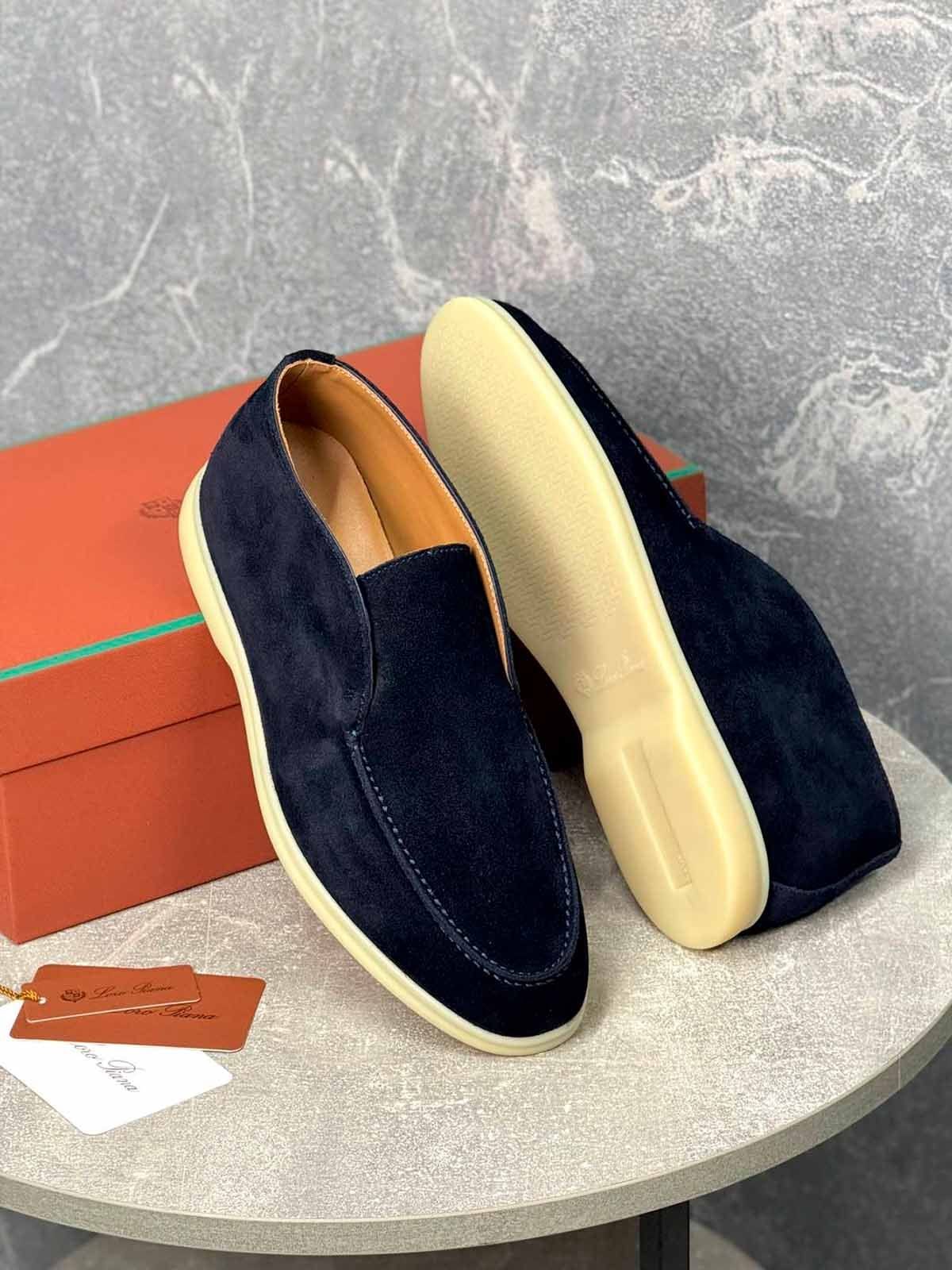 Loro Piana Лоферы высокие из замши Синий