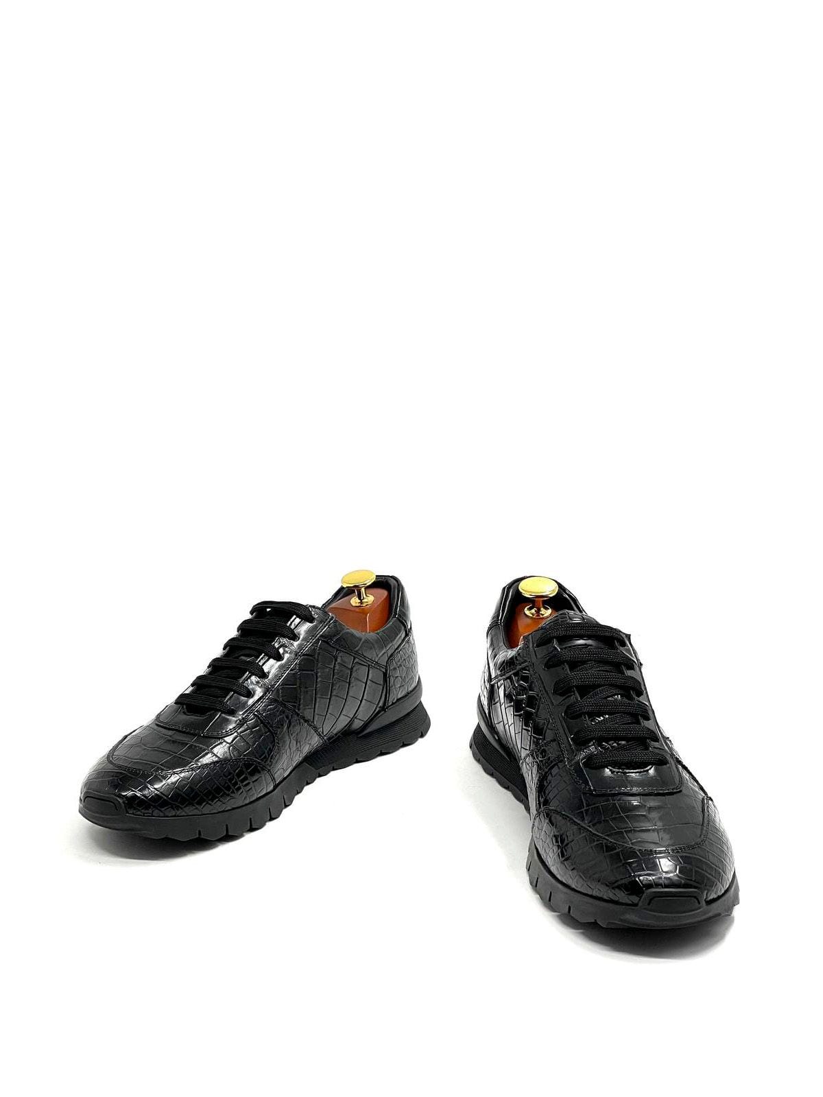 Kiton Кроссовки из кожи крокодила Черный