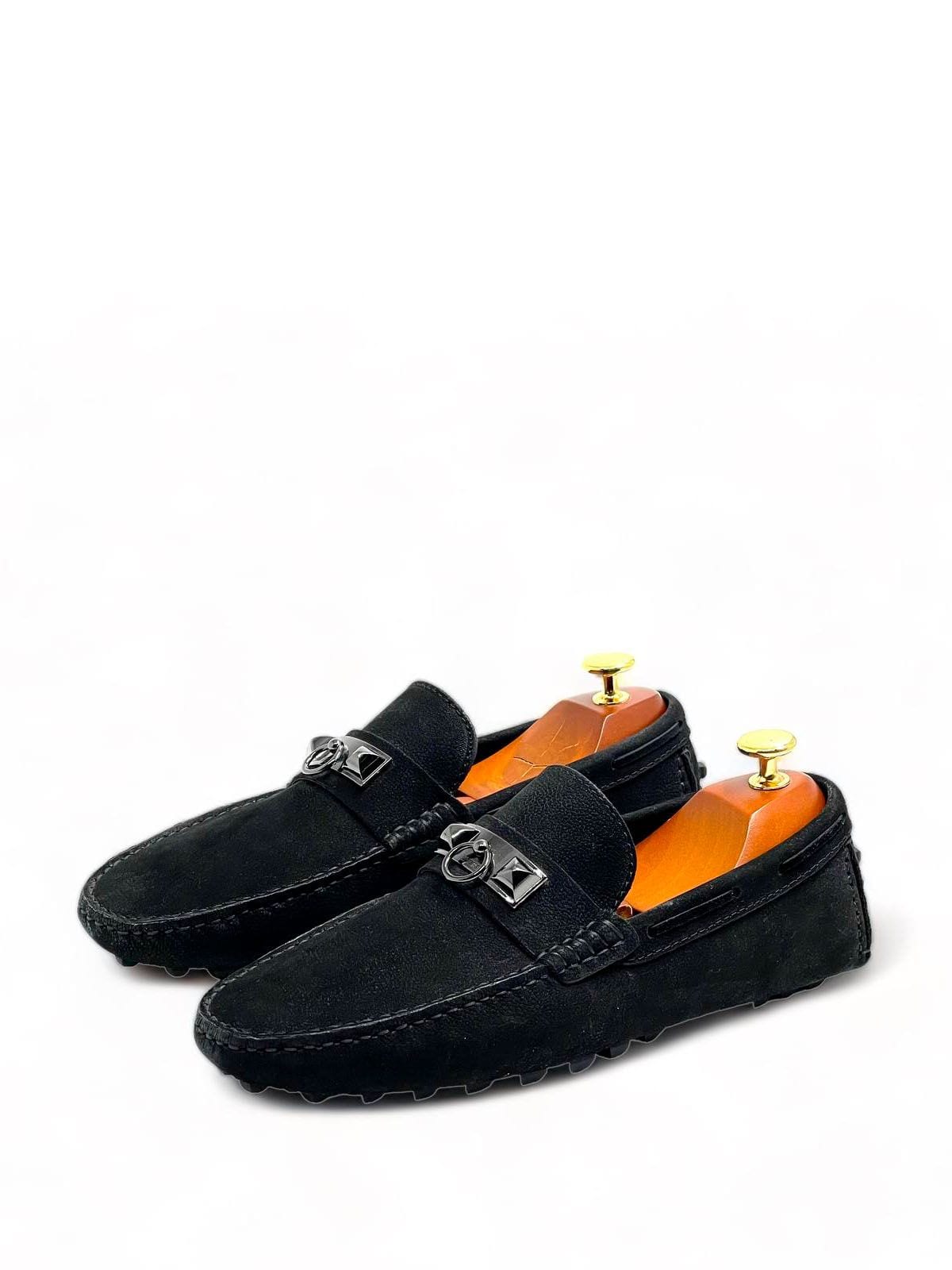Hermes Мокасины из замши Черный