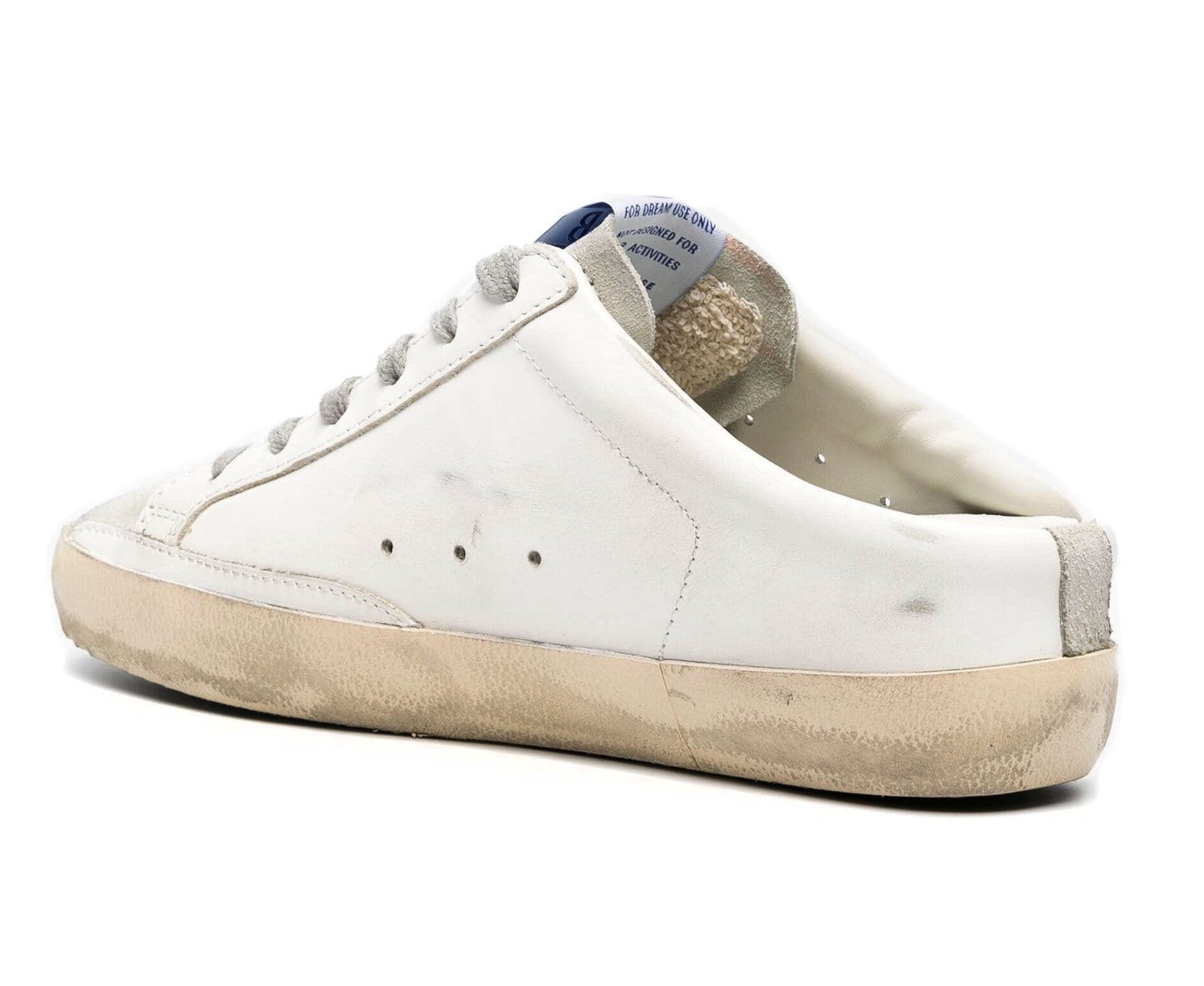 Golden Goose Superstar Sabot with Platinum Glitter Star and Suede Tongue