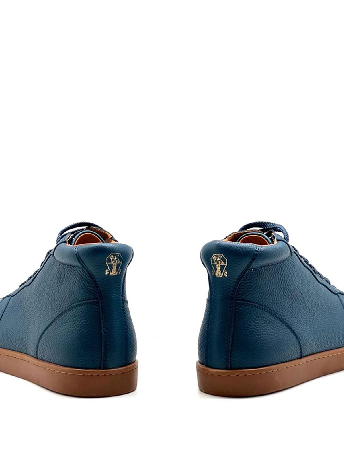 Brunello Cucinelli Кеды высокие из кожи Голубой