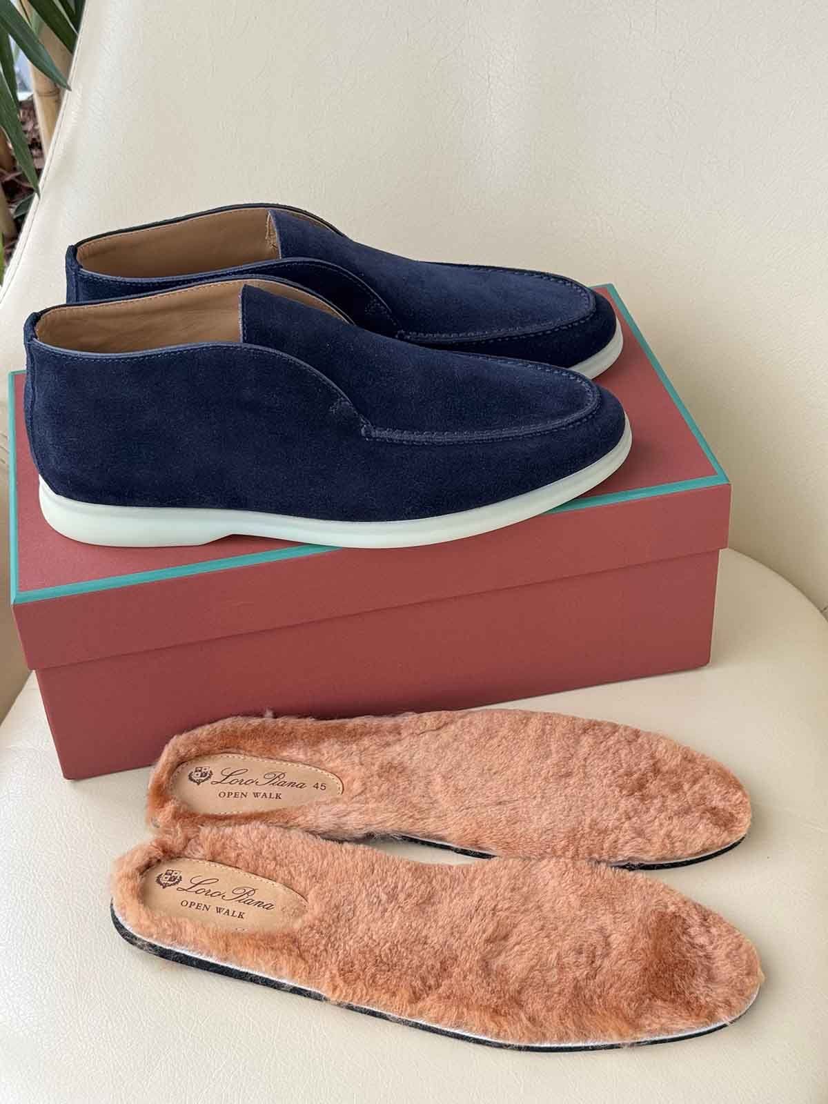 Loro Piana Лоферы высокие из замши Фиолетовый