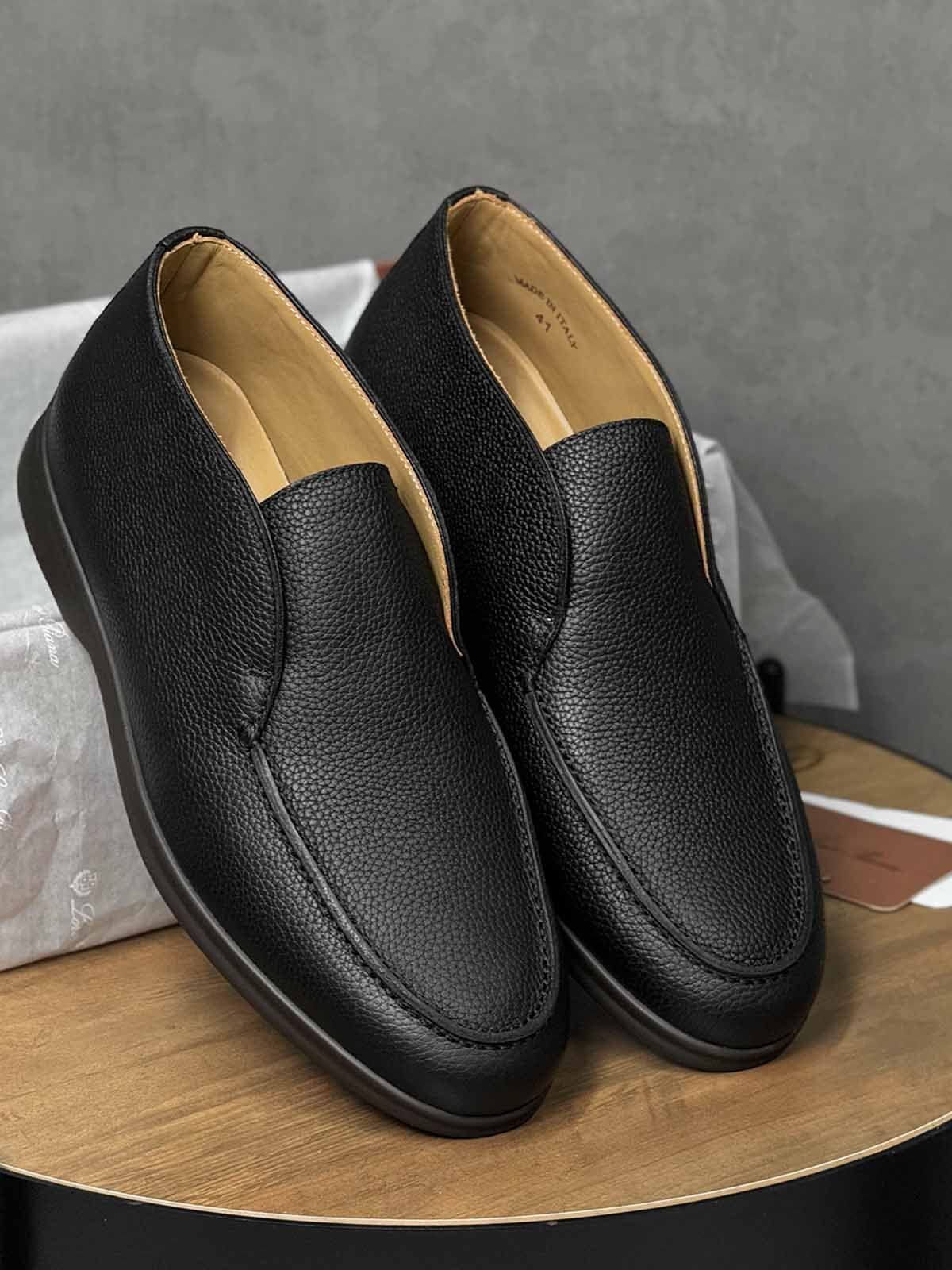 Loro Piana Лоферы высокие из кожи Черный