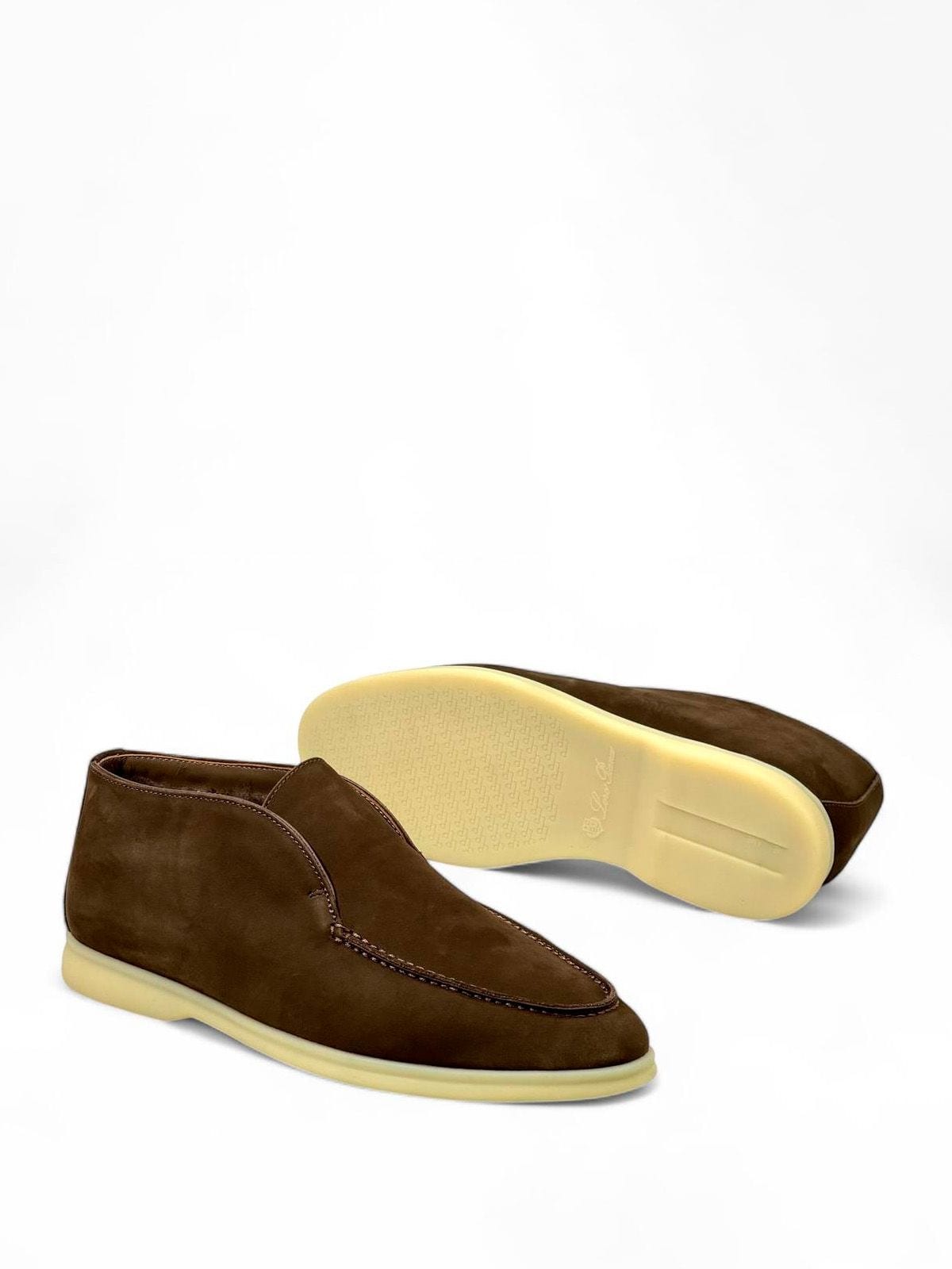 Loro Piana Лоферы высокие из замши на меху Коричневый