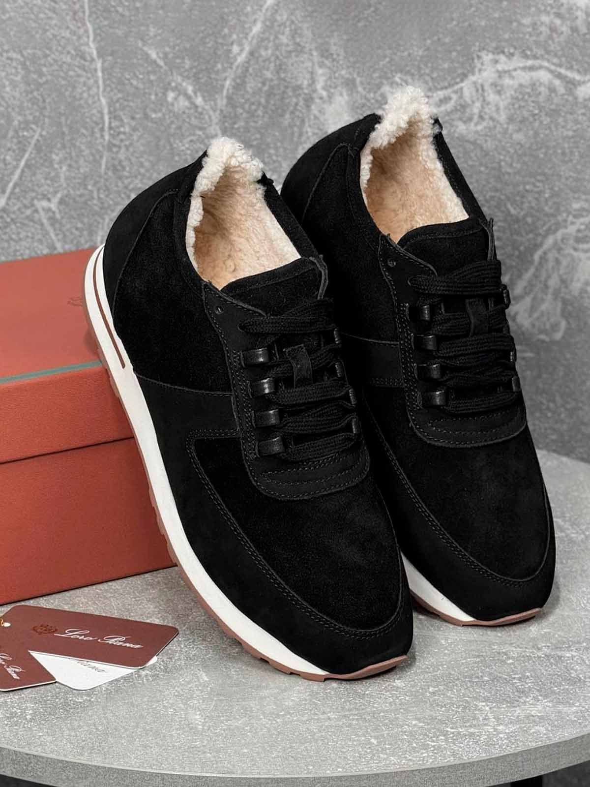 Loro Piana Кроссовки из замши на меху Черный