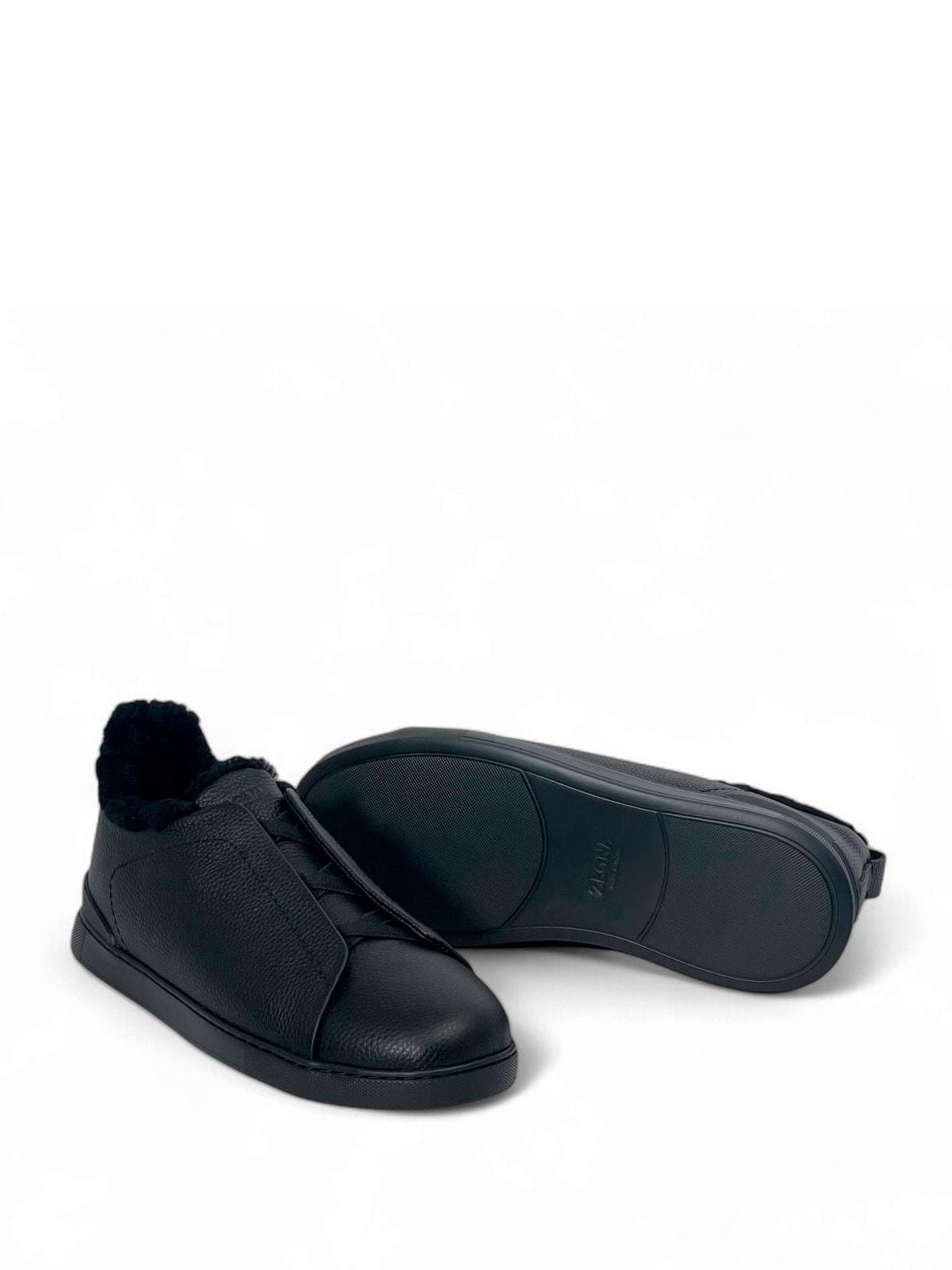 Ermenegildo Zegna Кеды из кожи на меху Черный