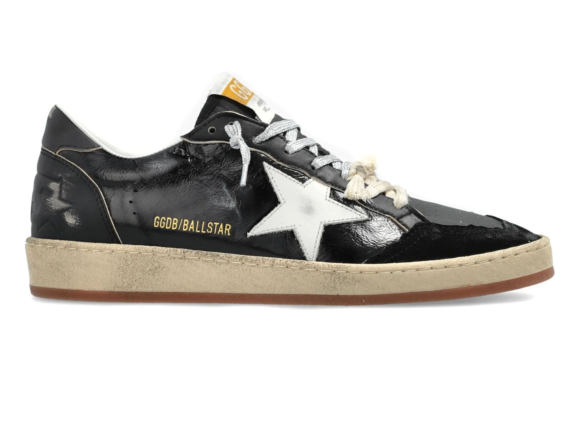 Golden Goose Ball Star in Black Nappa with White Star and Black Heel Tab