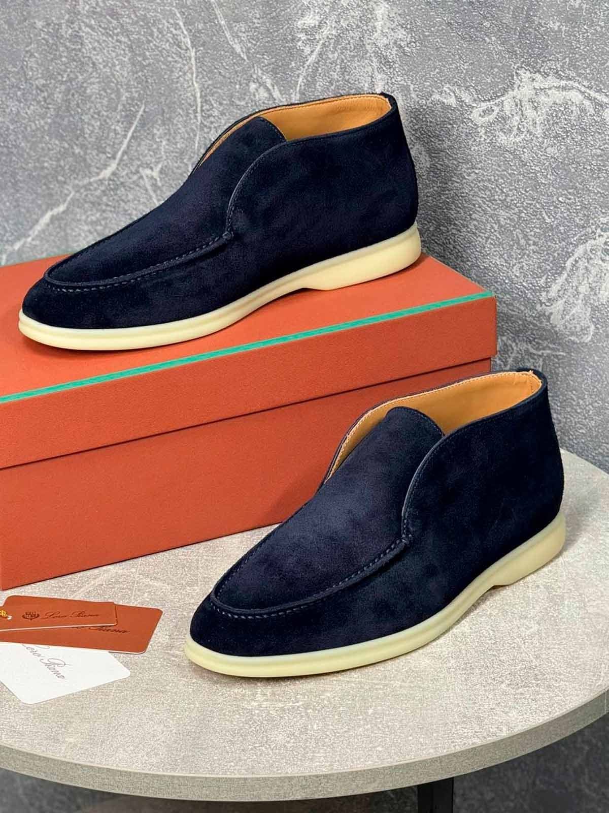Loro Piana Лоферы высокие из замши Синий