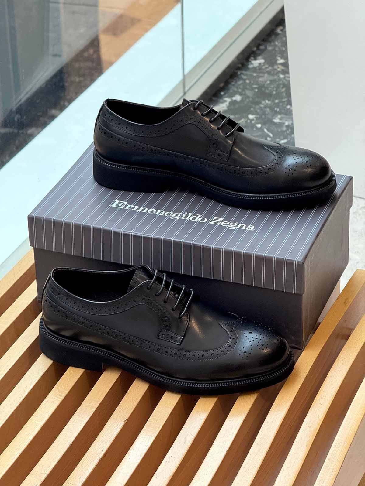 Ermenegildo Zegna Дерби из кожи Черный