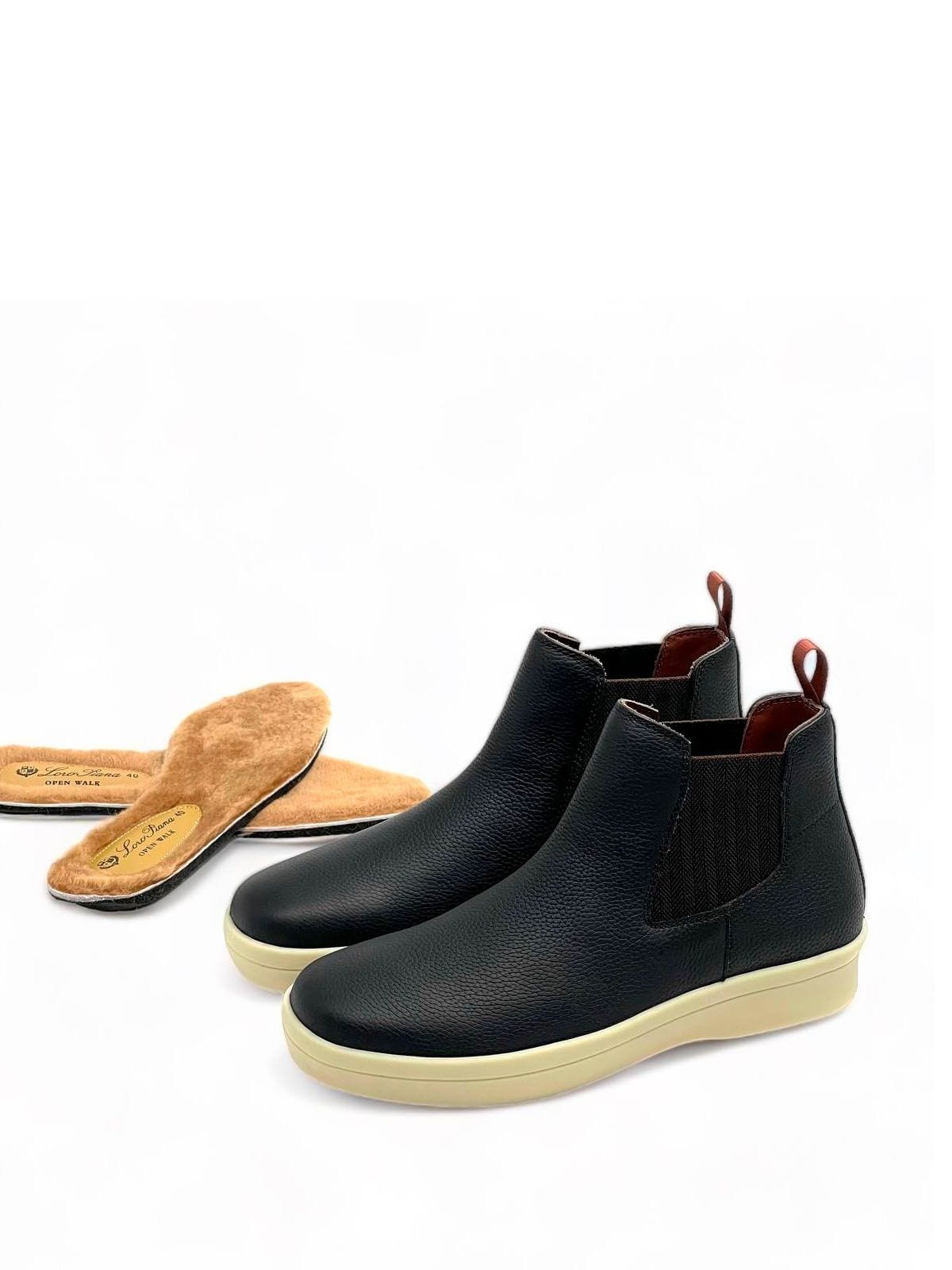 Loro Piana Челси из кожи Черный