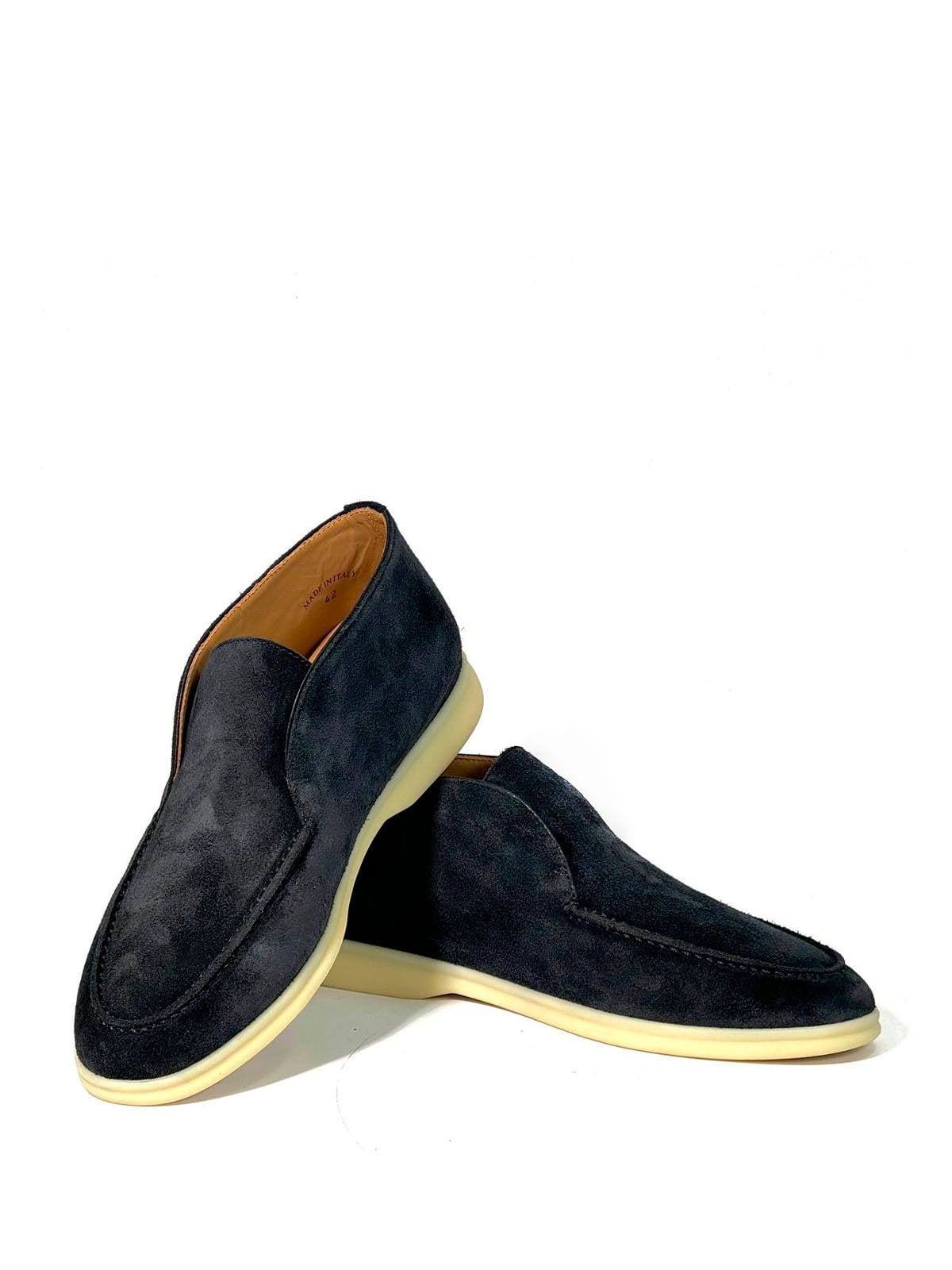 Loro Piana Лоферы высокие из замши Графитовый