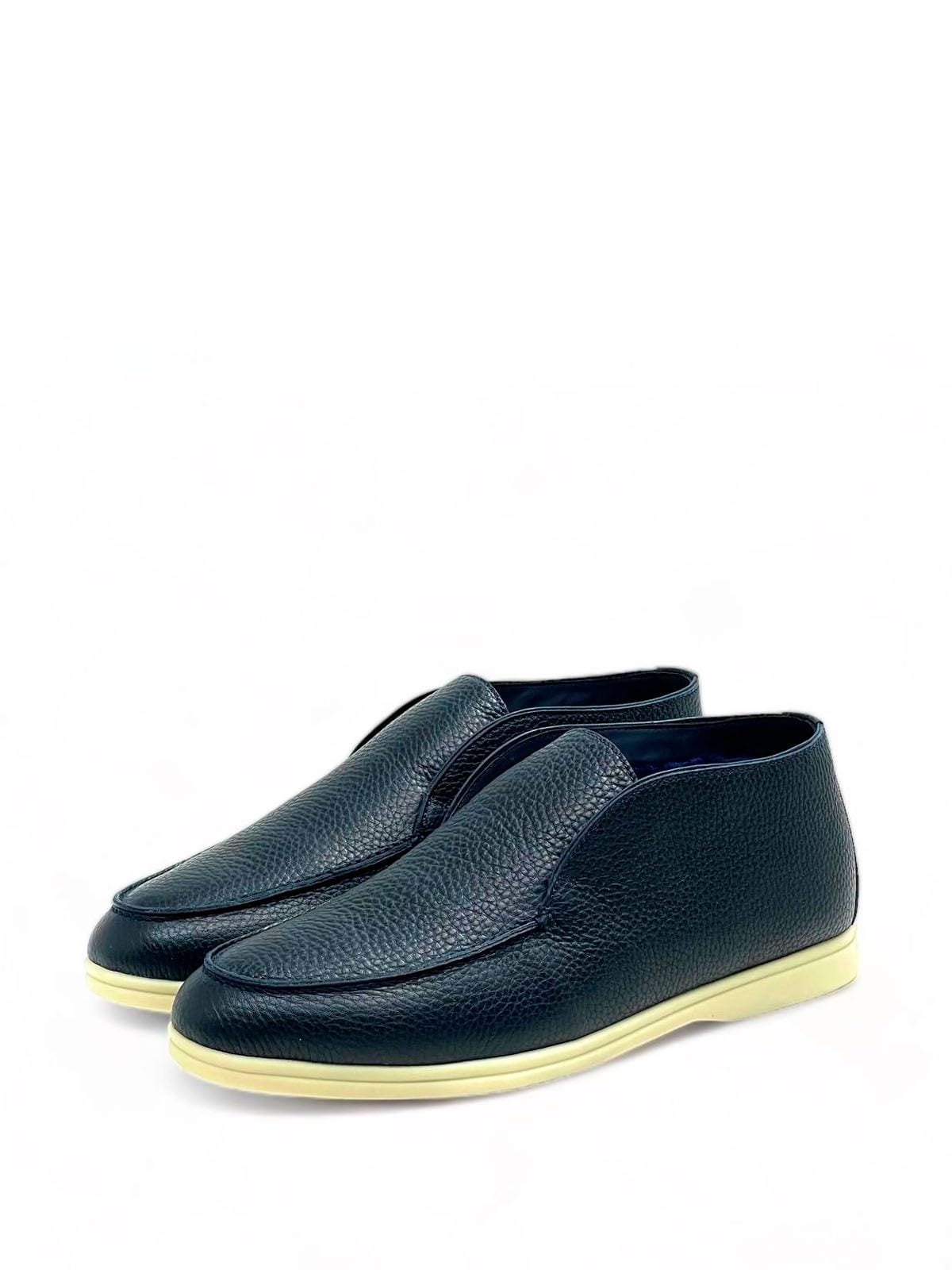 Loro Piana Лоферы высокие из замши на меху Синий