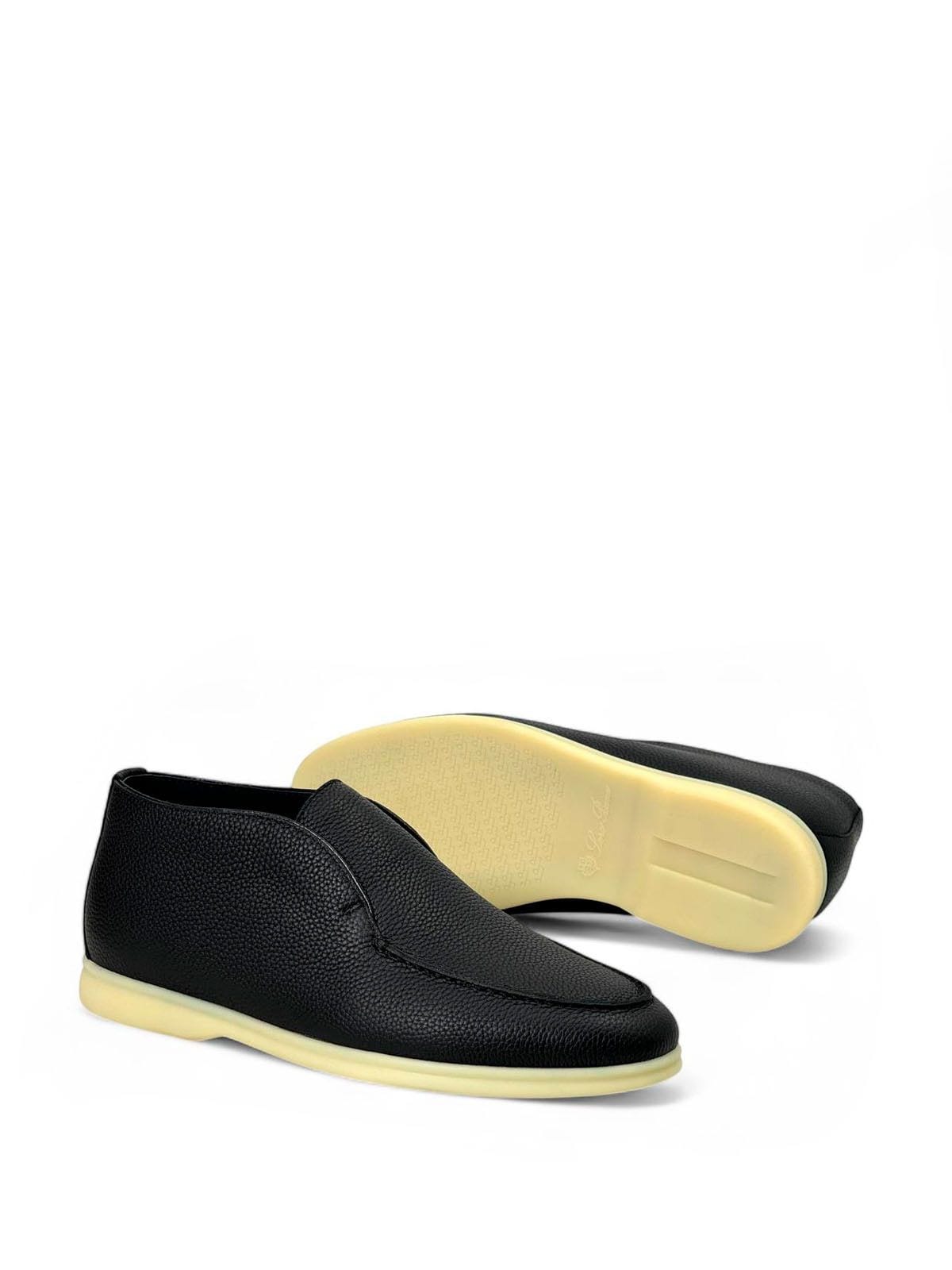 Loro Piana Лоферы высокие из кожи на меху Черный