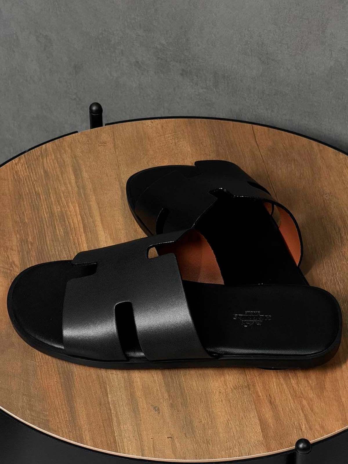 Hermes Шлепанцы из кожи Черный
