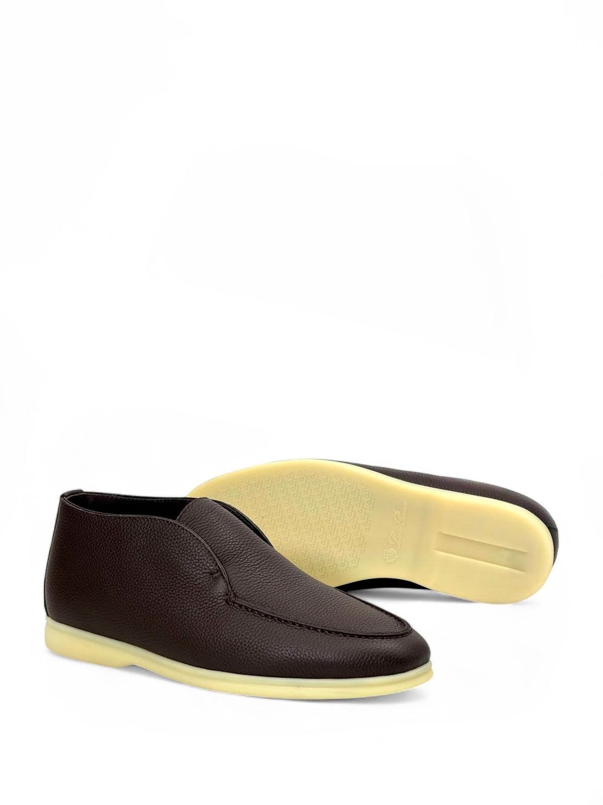 Loro Piana Лоферы высокие из кожи на меху Коричневый