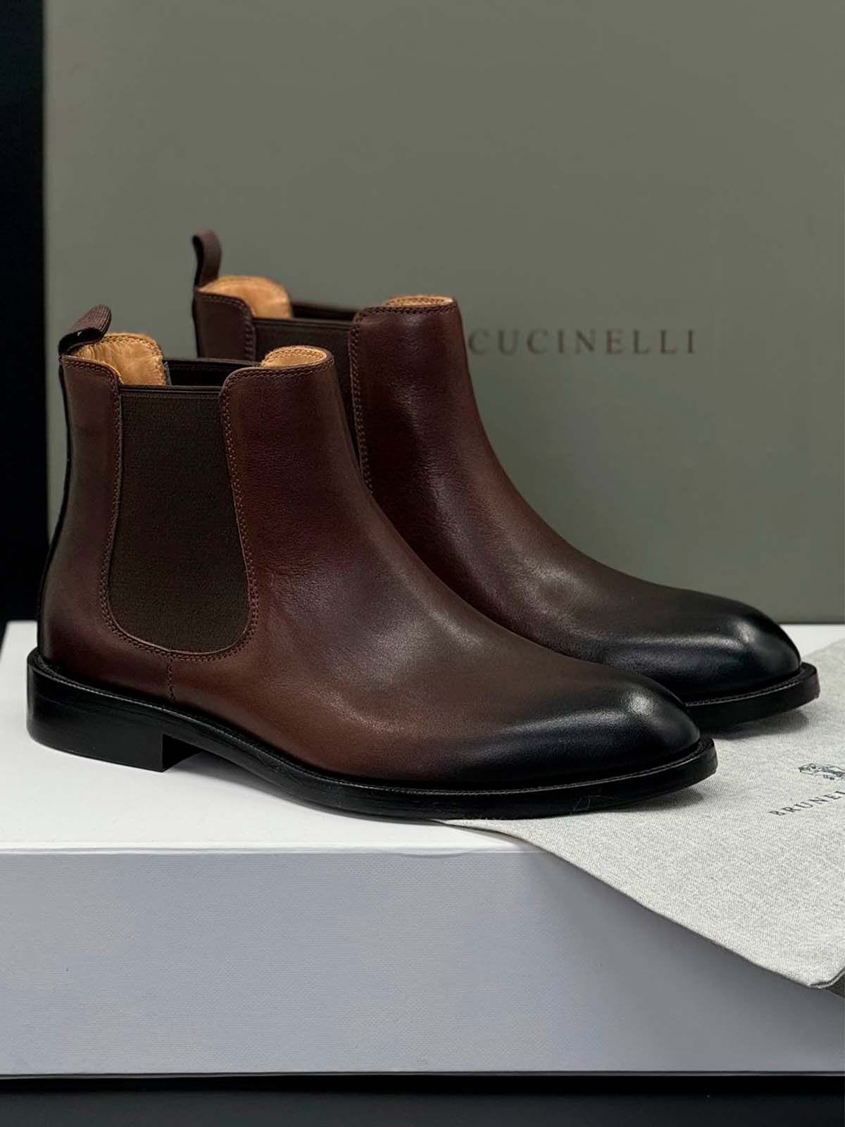 Brunello Cucinelli Челси из кожи Коричневый