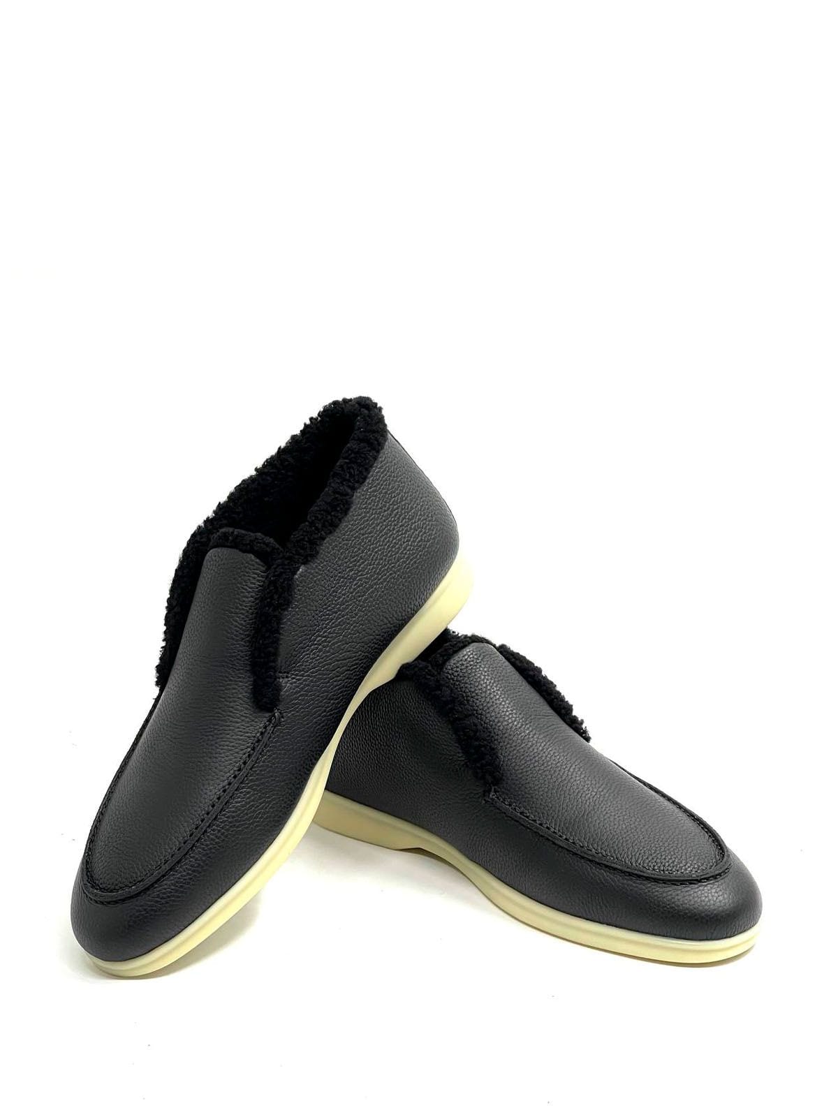 Loro Piana Лоферы высокие из кожи Черный