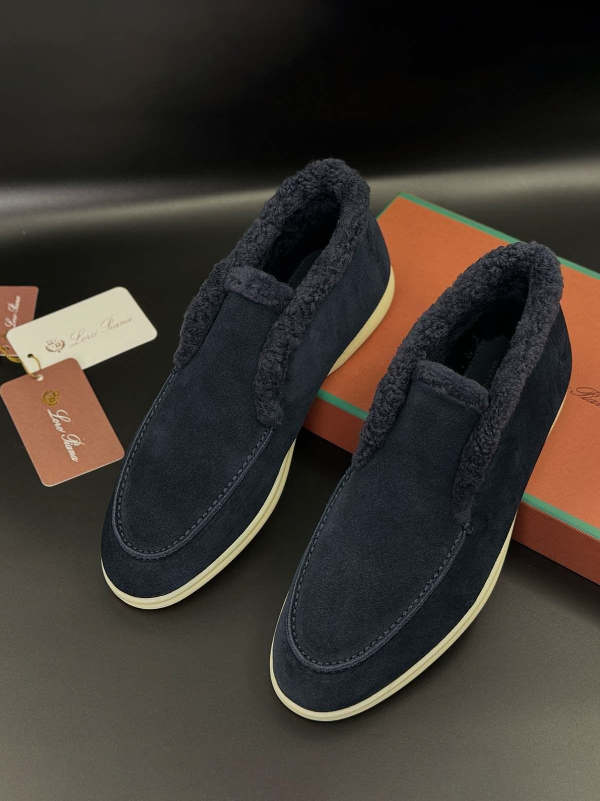 Loro Piana Лоферы высокие из замши Синий
