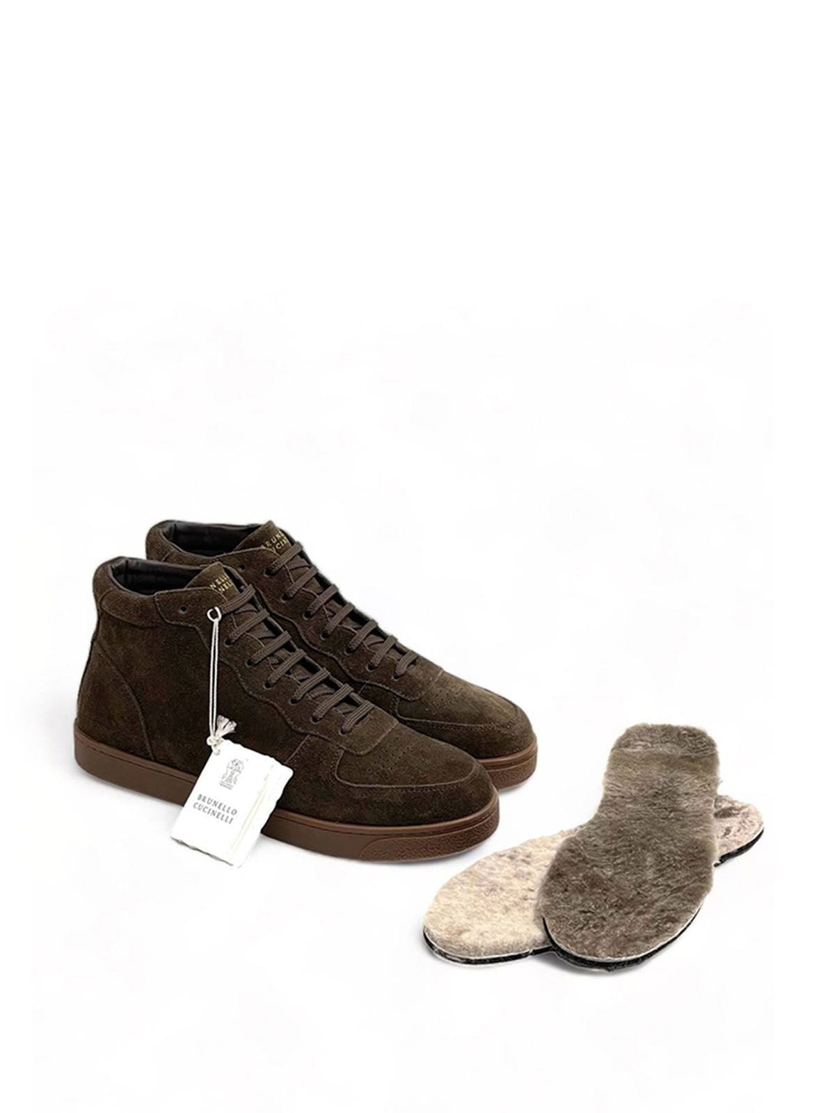 Brunello Cucinelli Кеды высокие из замши Коричневый