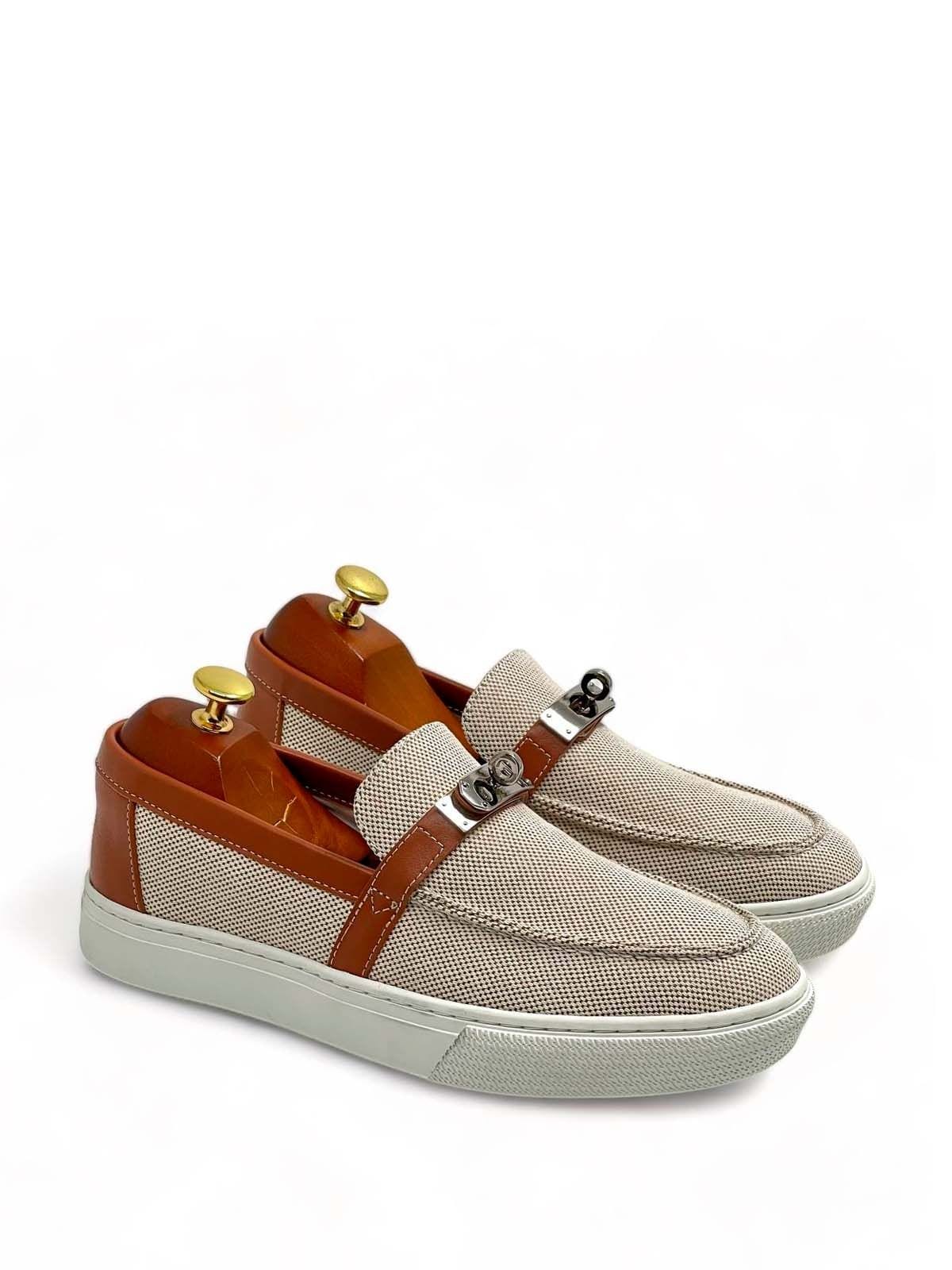 Hermes Лоферы из текстиля Бежевый