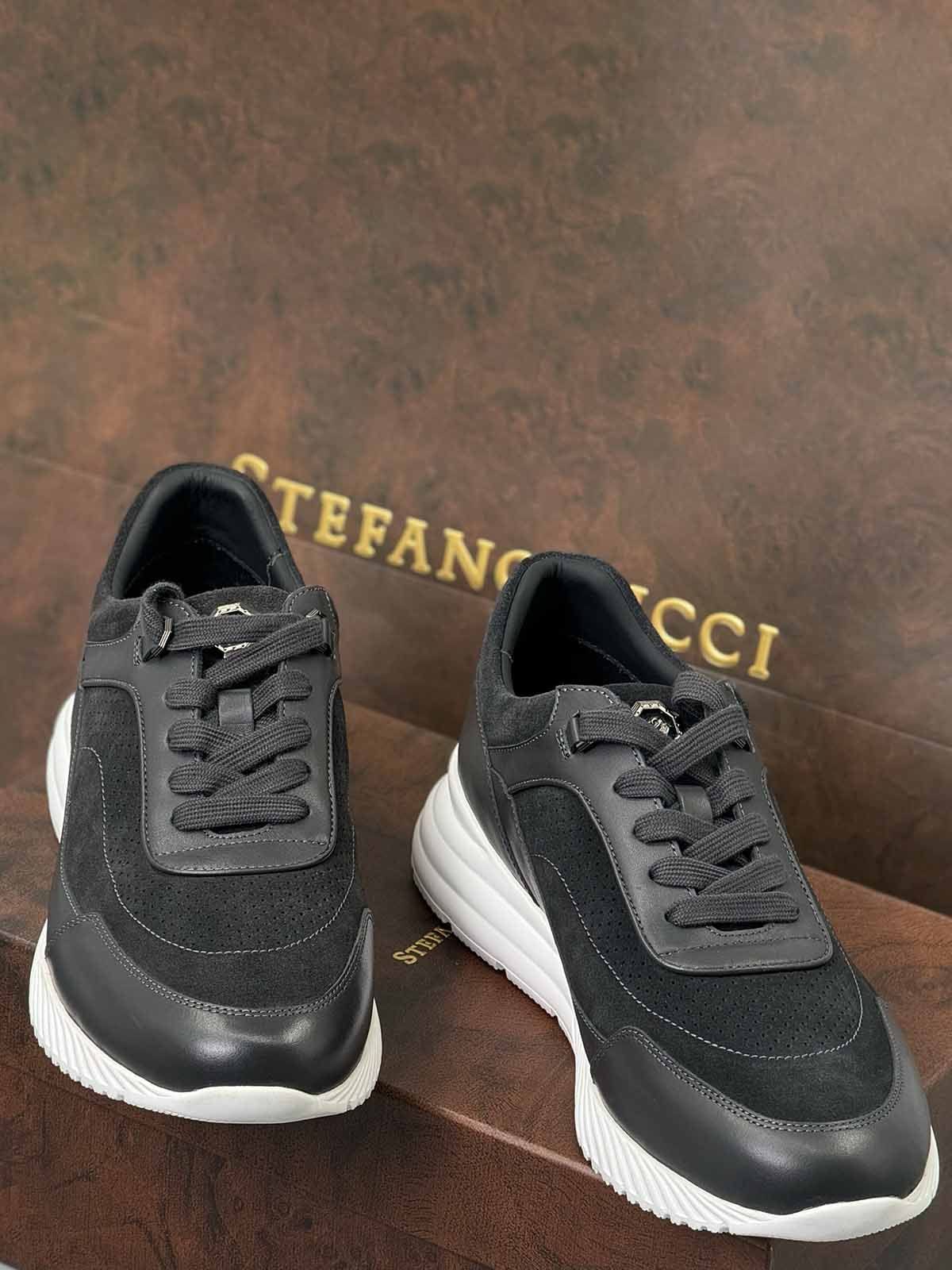 Stefano Ricci Кроссовки из кожи и замши Серый